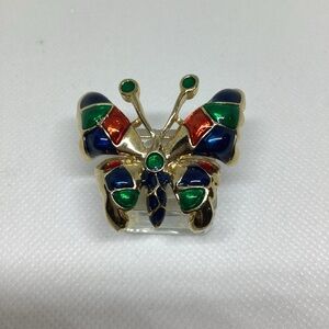 Gold Tone Colorful Enamel Butterfly Brooch Pin